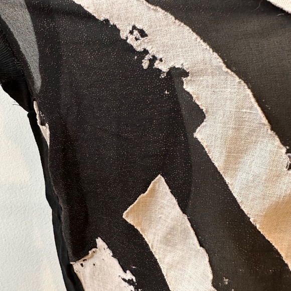 ZARA Linen Cotton blend Burnout Chevron Design Oversized Top - Picture 3 of 4